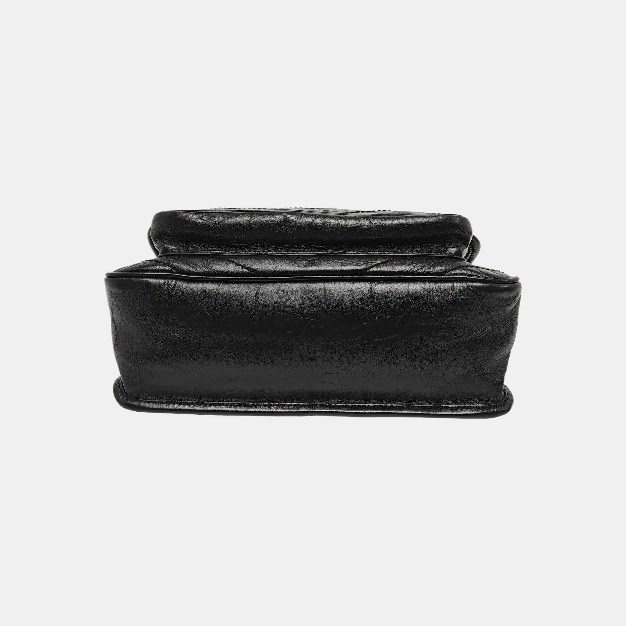 NIKI Medium Chevron Calfskin Black