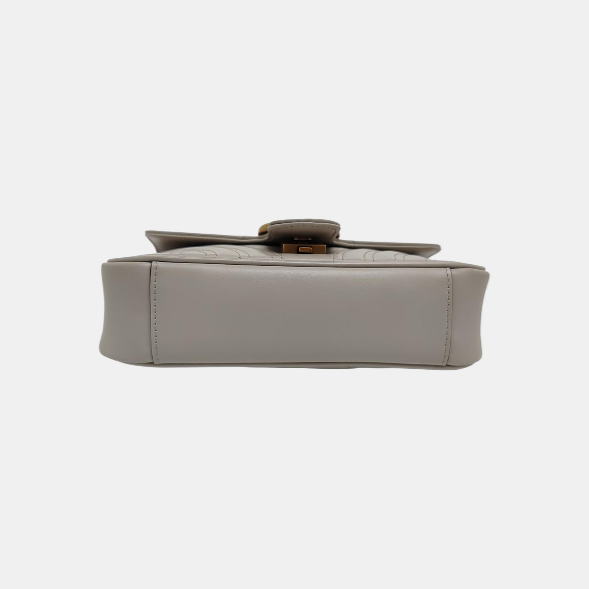 GG Marmont Small Quilted Calfskin Gray