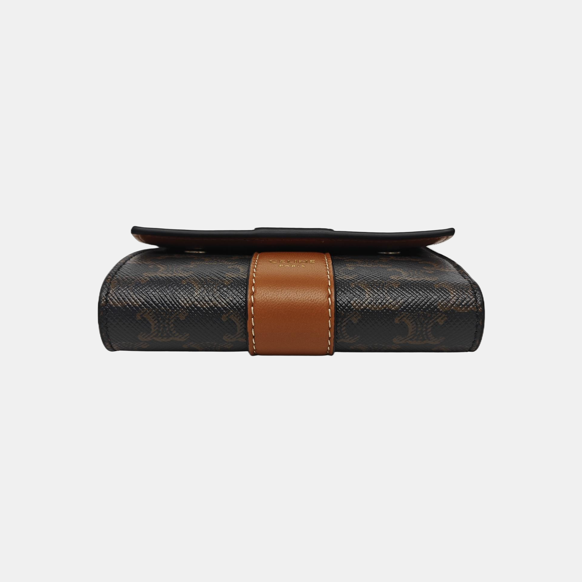 TRIOMPHE CANVAS Mini Coated Canvas Brown Wallet