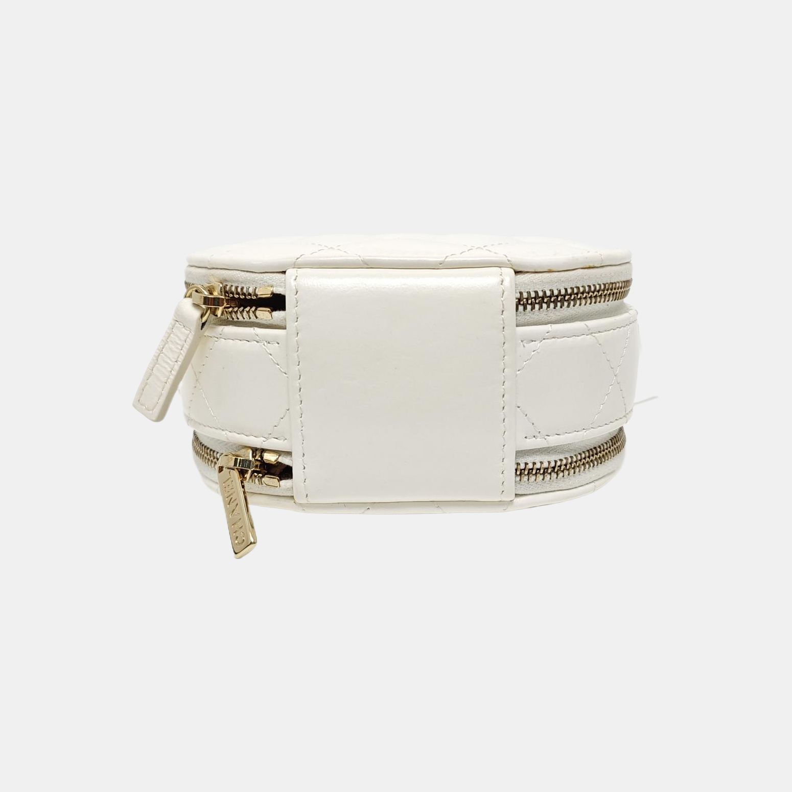 ROUND Quilted Lambskin White