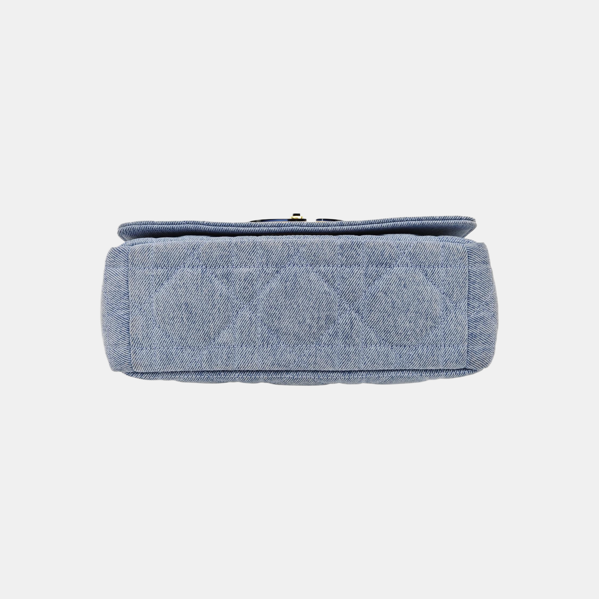 Dior Caro Medium Quilted Denim Blue