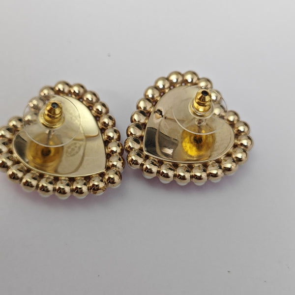 Metal Red Stud Earrings