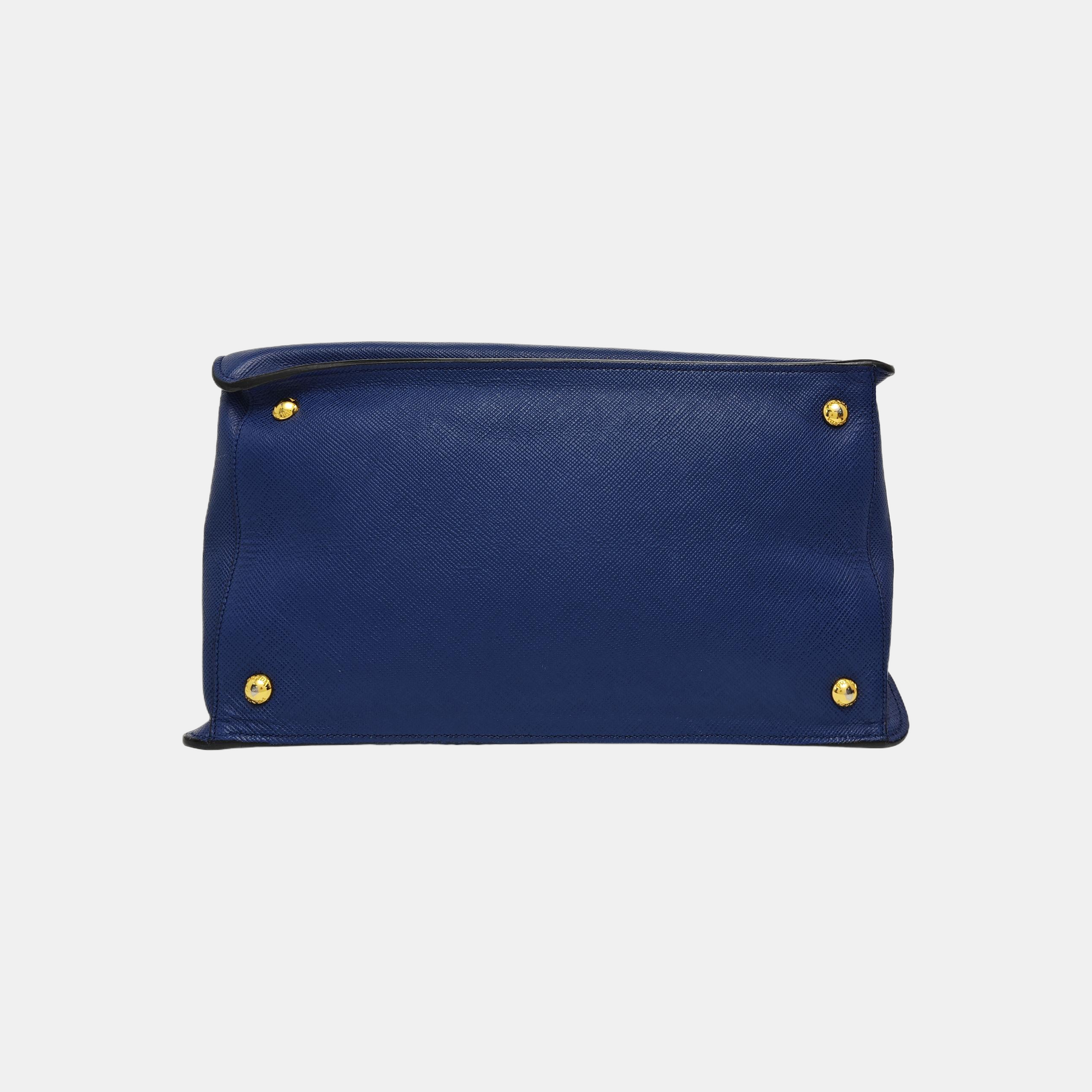 Galleria Large Saffiano Calfskin Blue