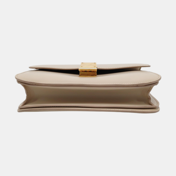 Authenticated pre-owned  CLASSIC BOX Medium Calfskin Beige - Shoulder Bag at Looply