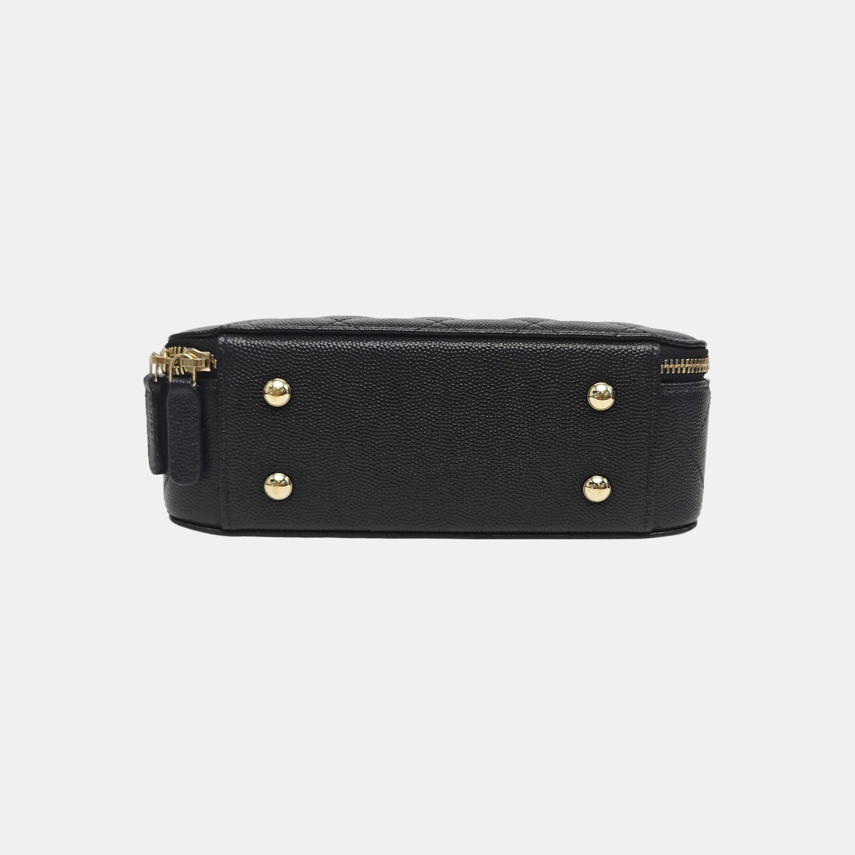 Quilted Grained Calfskin Shoulder Bag Black