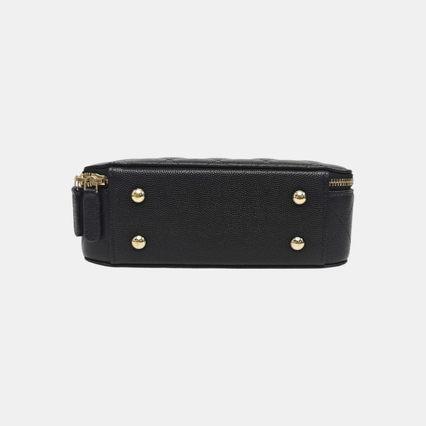 Quilted Grained Calfskin Shoulder Bag Black