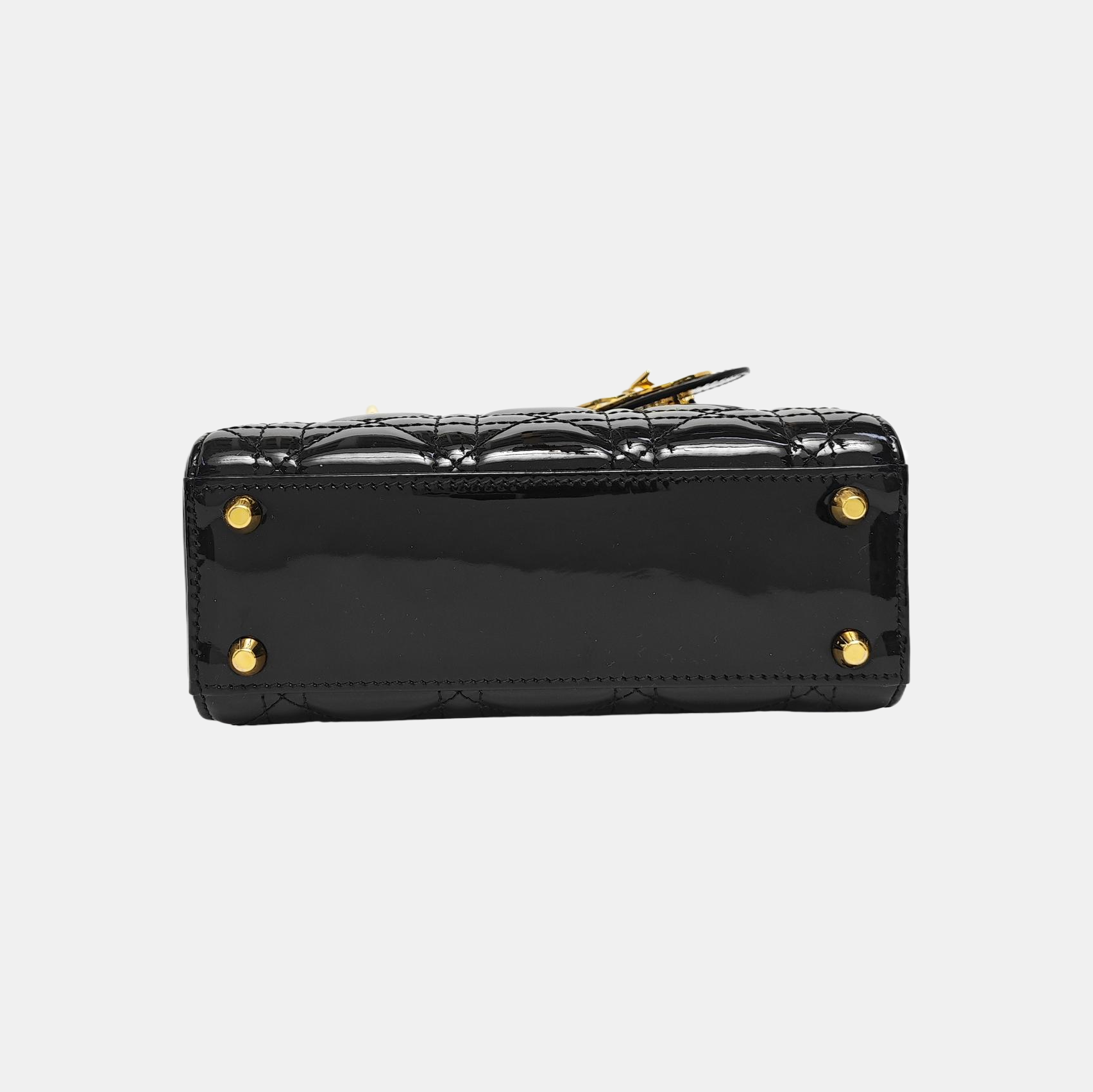 Lady Dior Mini Cannage Patent Leather Black