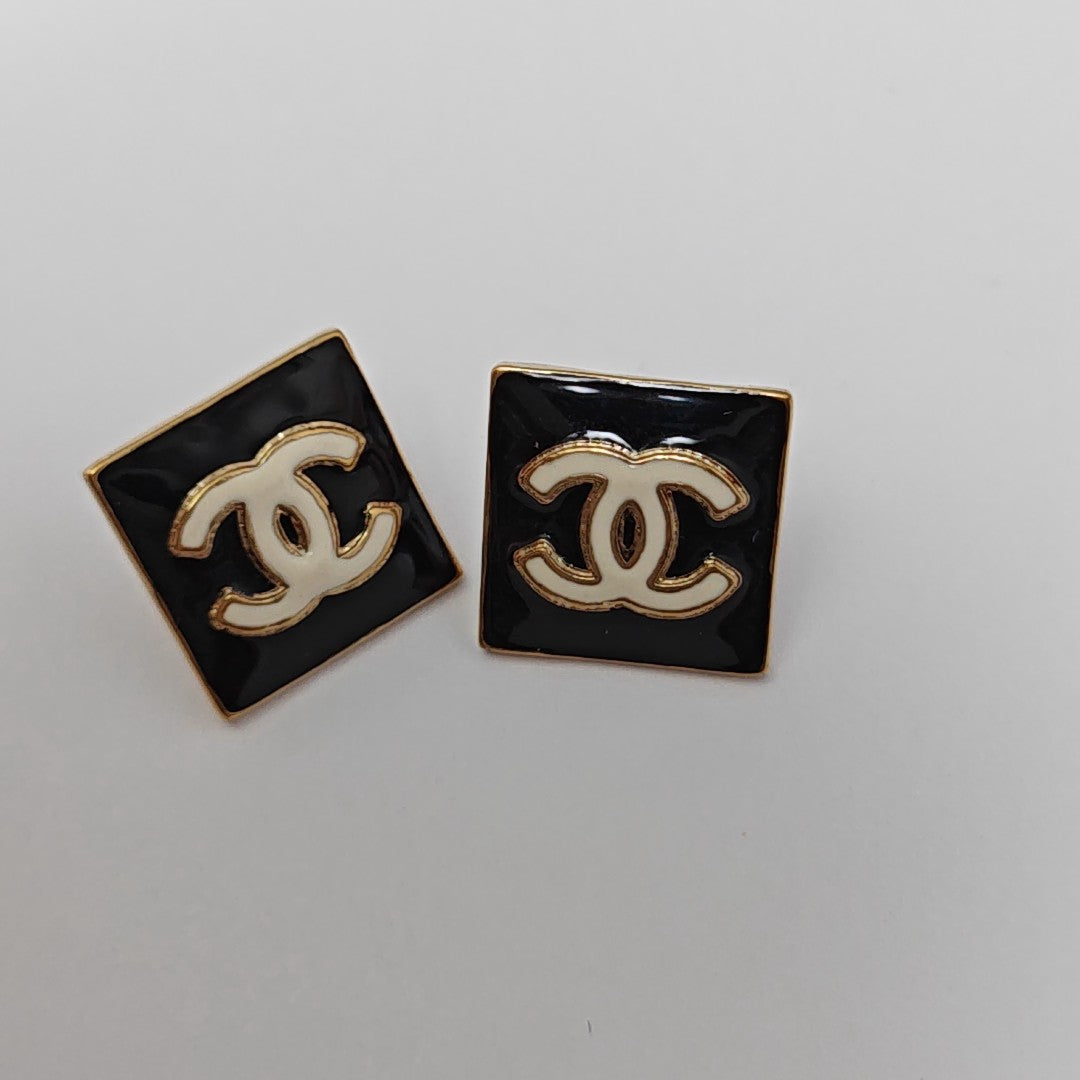 Metal Black Stud Earrings