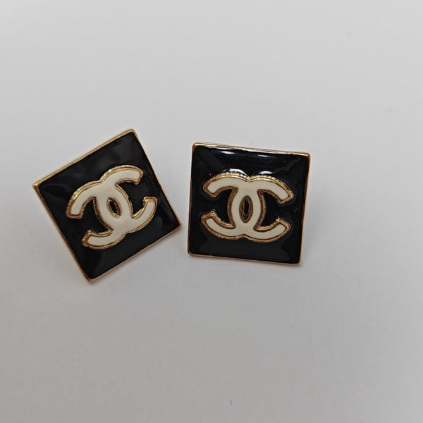 Metal Black Stud Earrings