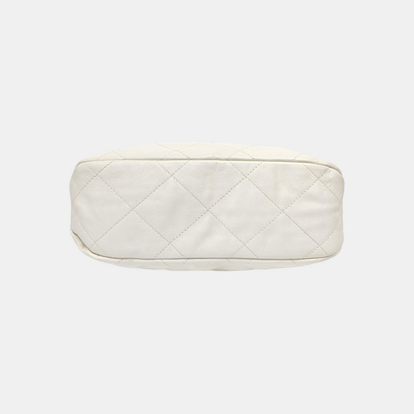 Quilted Calfskin Shoulder Bag White