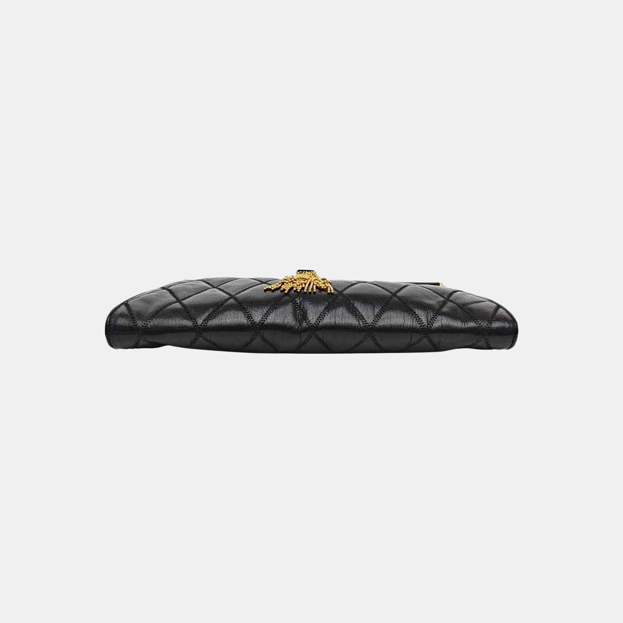 Quilted Lambskin Shoulder Bag Medium Black