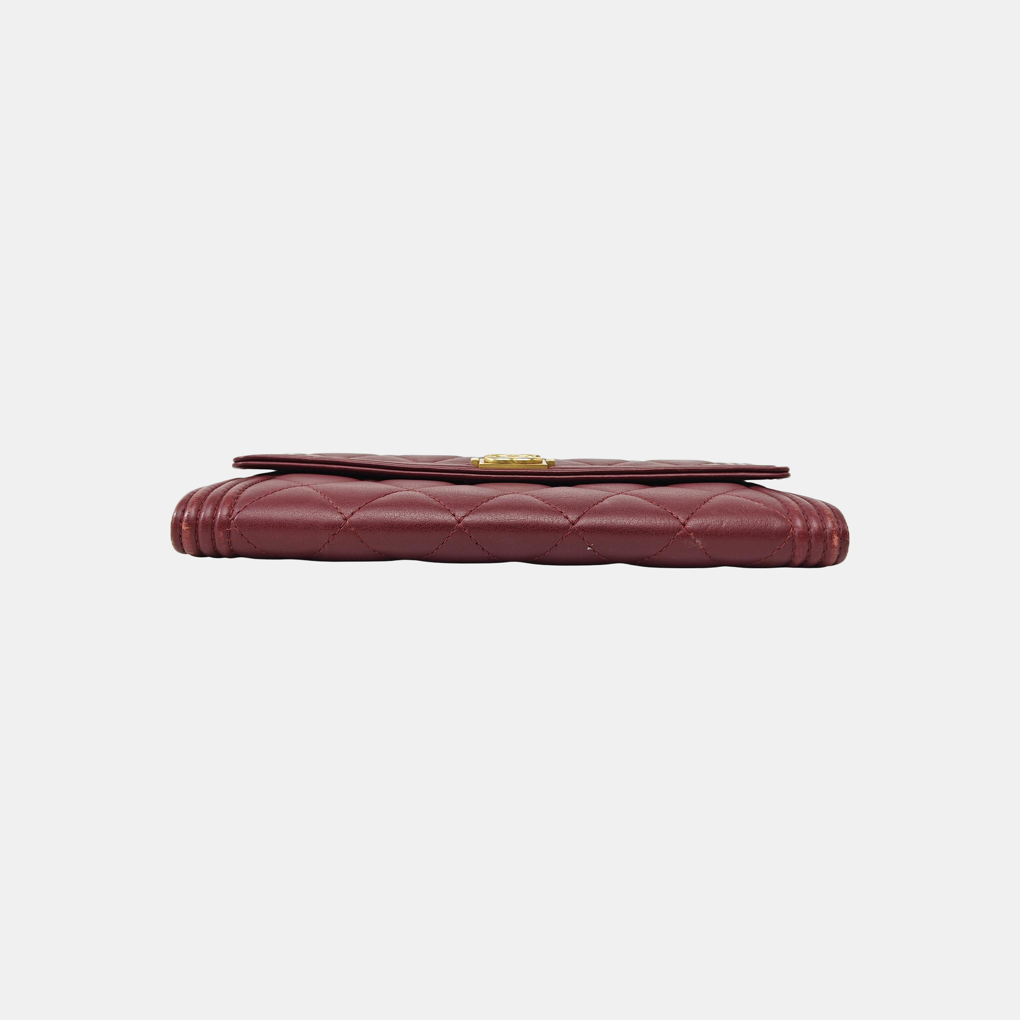 BOY CHANEL Mini Quilted Calfskin Red Wallet