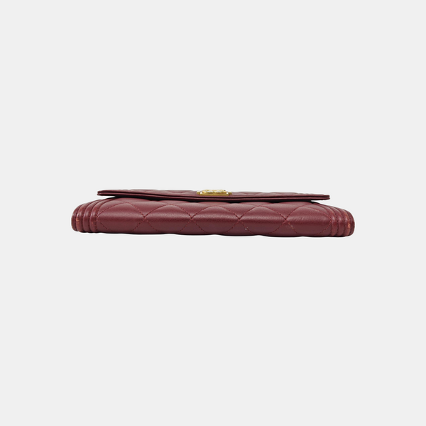 BOY CHANEL Mini Quilted Calfskin Red Wallet