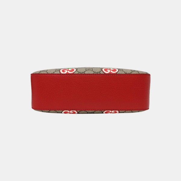 GG Supreme Small Monogram Coated Canvas Red