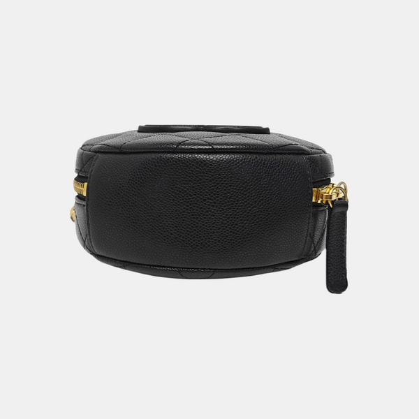 Quilted Grained Calfskin Shoulder Bag Black