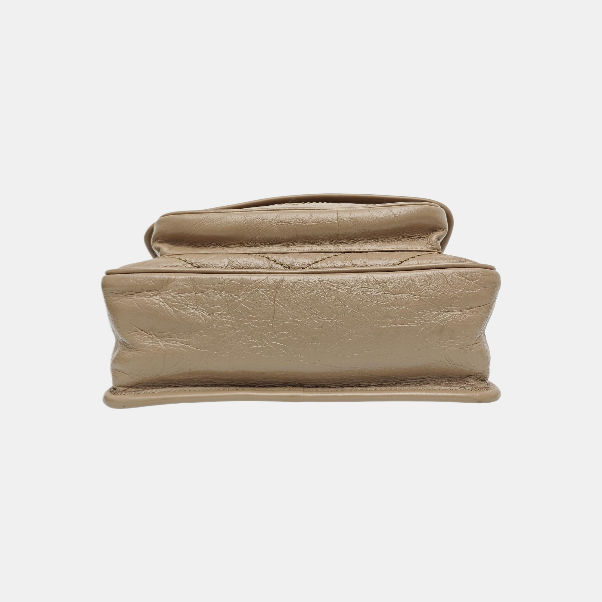 NIKI Small Chevron Calfskin Beige