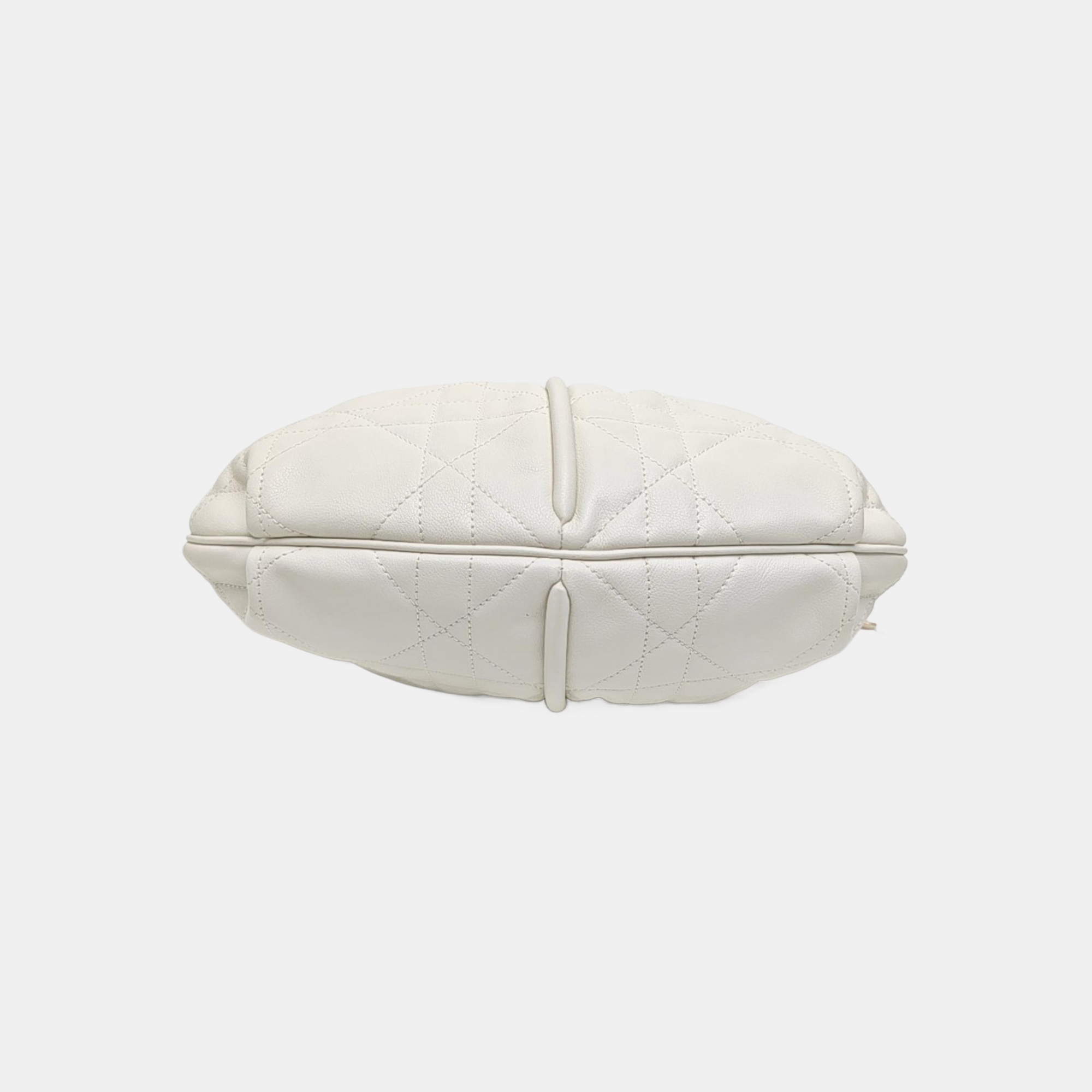 Cannage Calfskin Shoulder Bag White