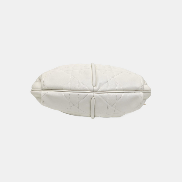 Cannage Calfskin Shoulder Bag White