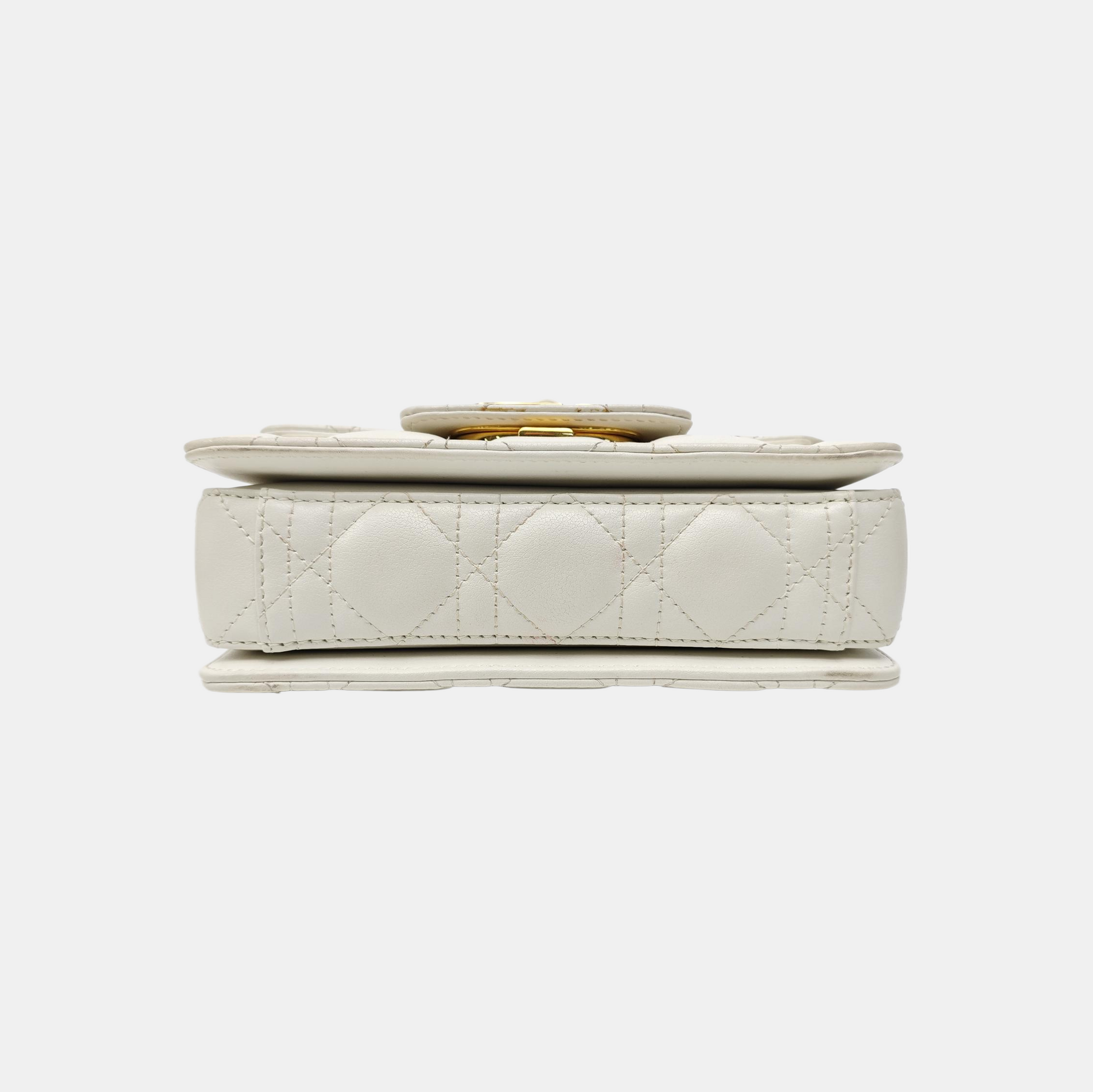 Cannage Calfskin Shoulder Bag Mini White