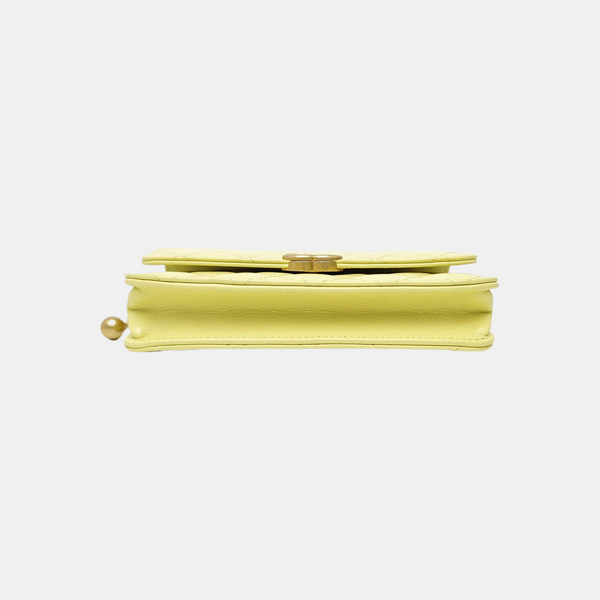 Quilted Calfskin Shoulder Bag Yellow