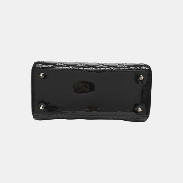 Lady Dior Medium Cannage Patent Leather Black