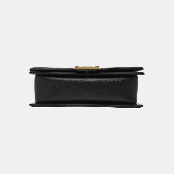 BOY CHANEL Medium Quilted Grained Calfskin Black