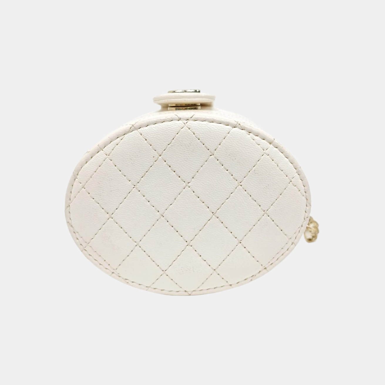 Round Vanity Medium Quilted Lambskin White
