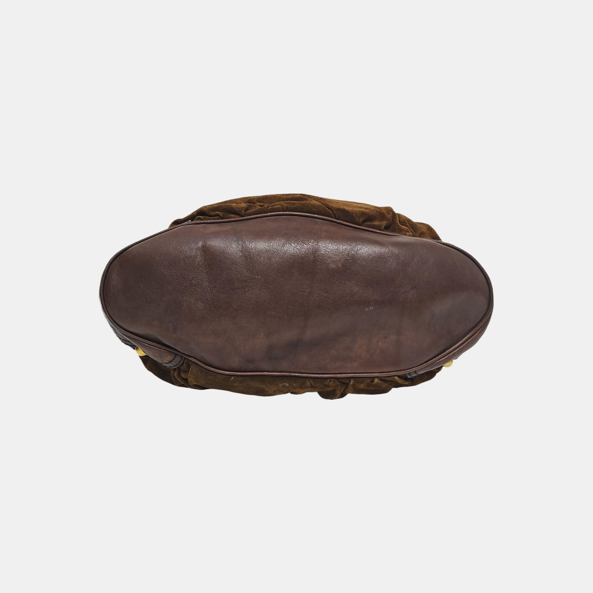 Suede Top Handle Bag Brown