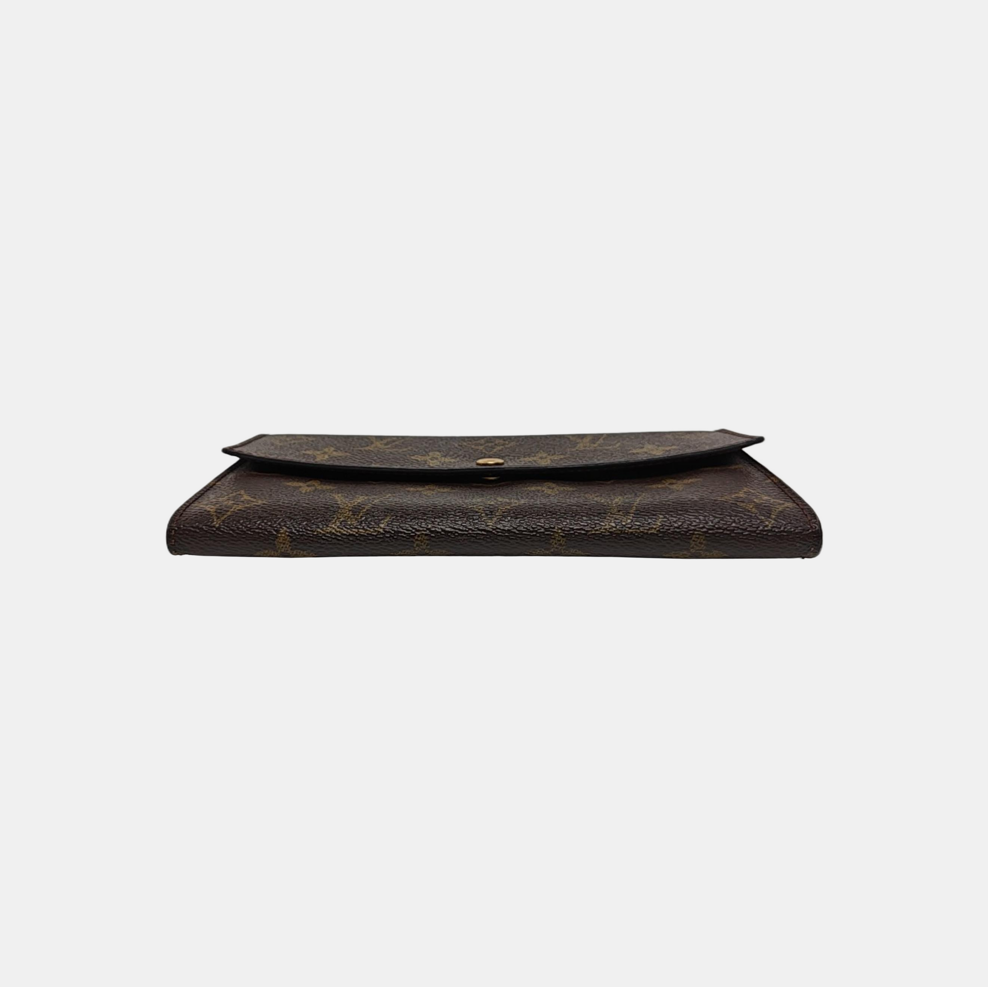 PORTE MONNAIE Monogram Coated Canvas Brown Wallet