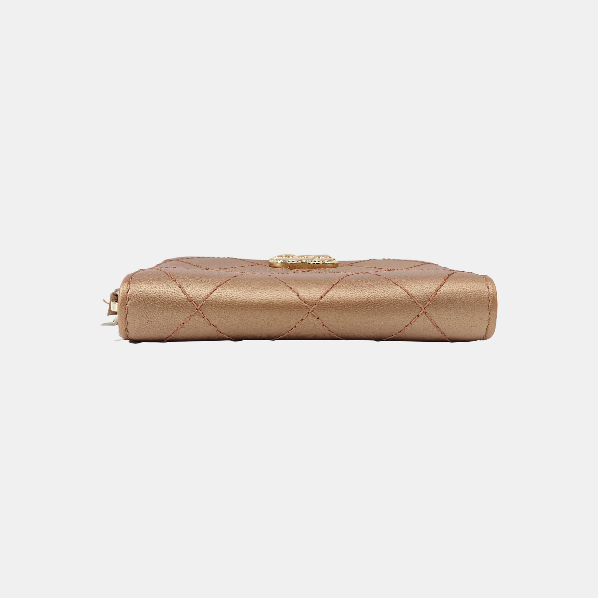 Quilted Lambskin Card Holder Beige