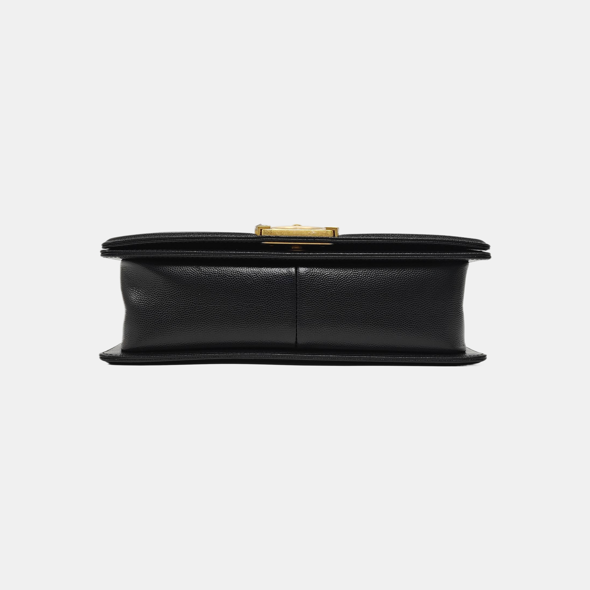 BOY CHANEL Medium Quilted Grained Calfskin Black