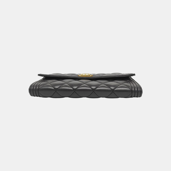 BOY CHANEL Mini Quilted Lambskin Gray Wallet
