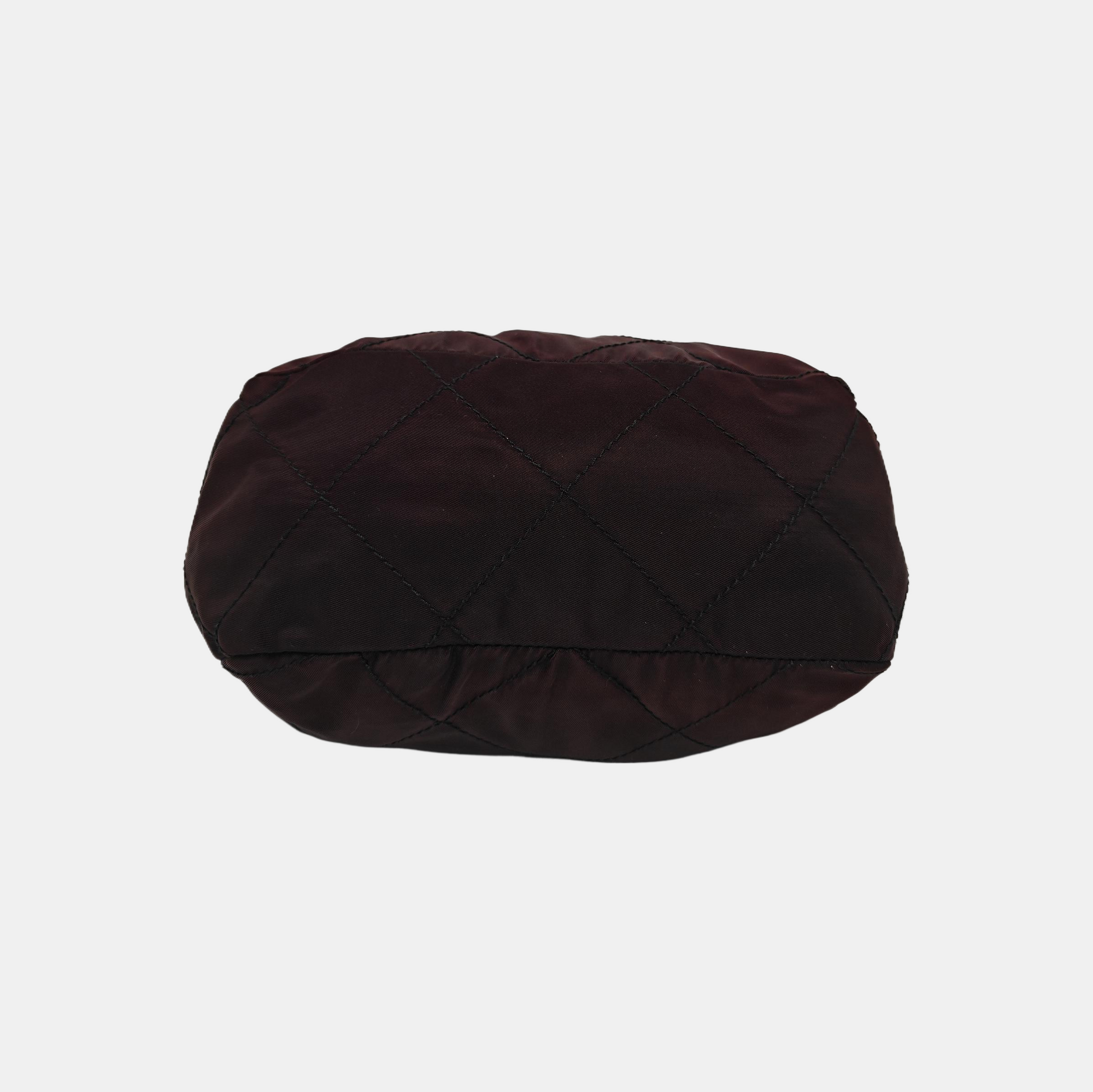 Quilted Nylon Shoulder Bag Brown