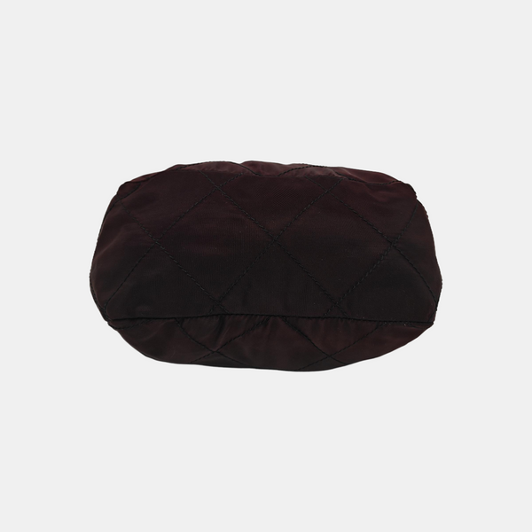 Quilted Nylon Shoulder Bag Brown