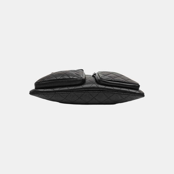Quilted Grained Calfskin Clutch Black
