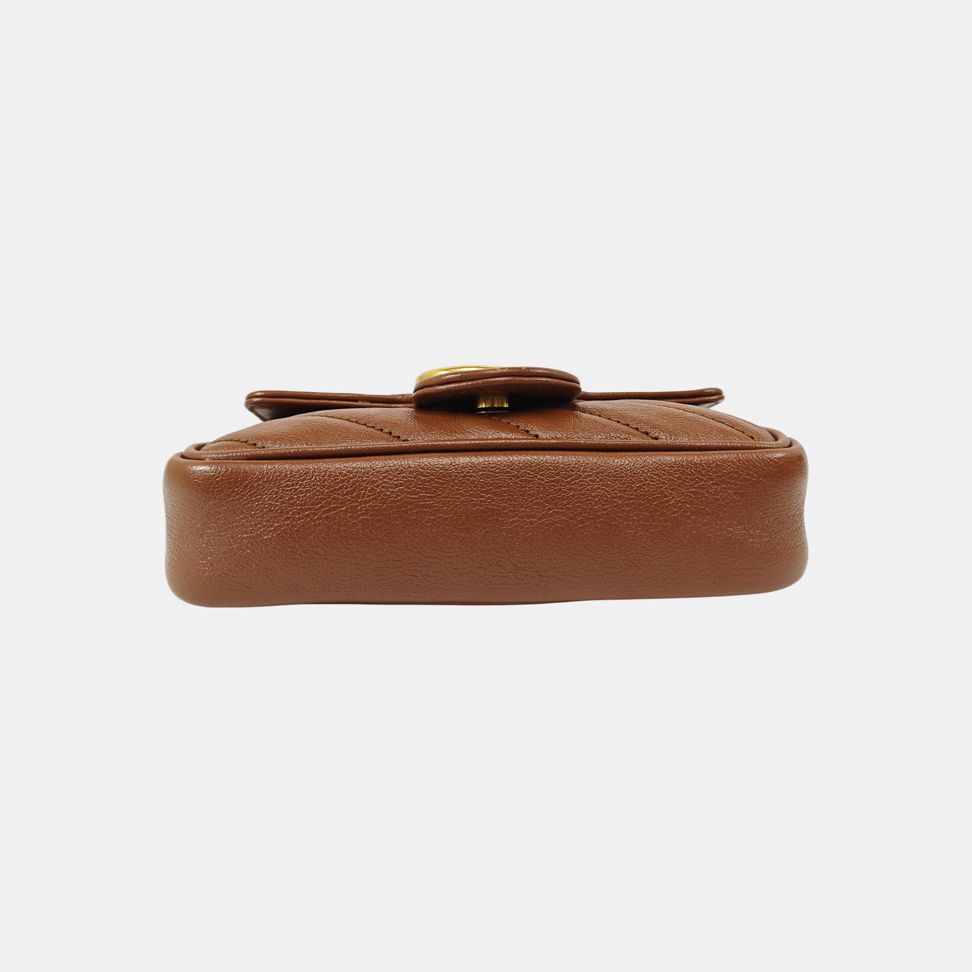 GG Marmont Mini Quilted Calfskin Brown