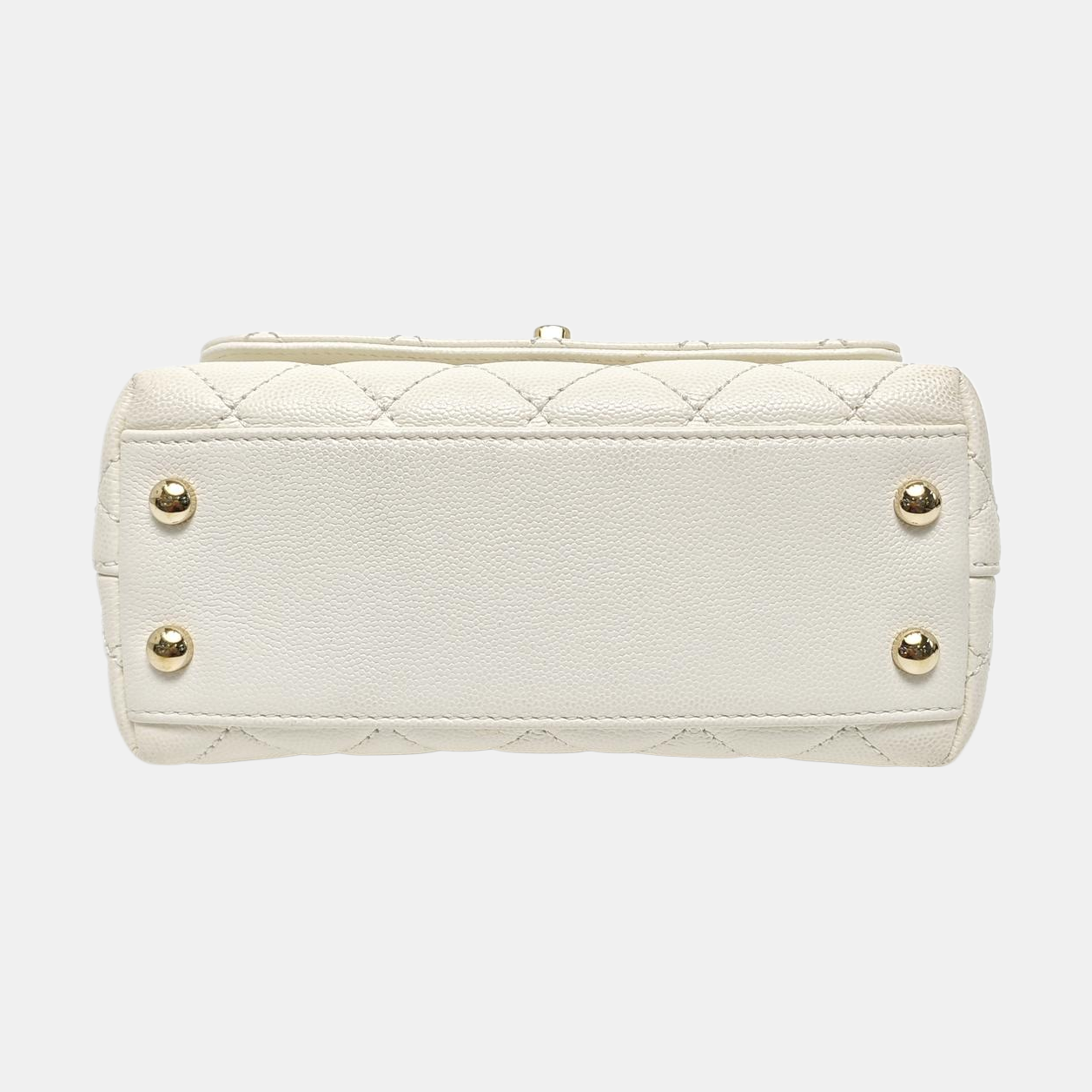 COCO HANDLE Mini Quilted Grained Calfskin White