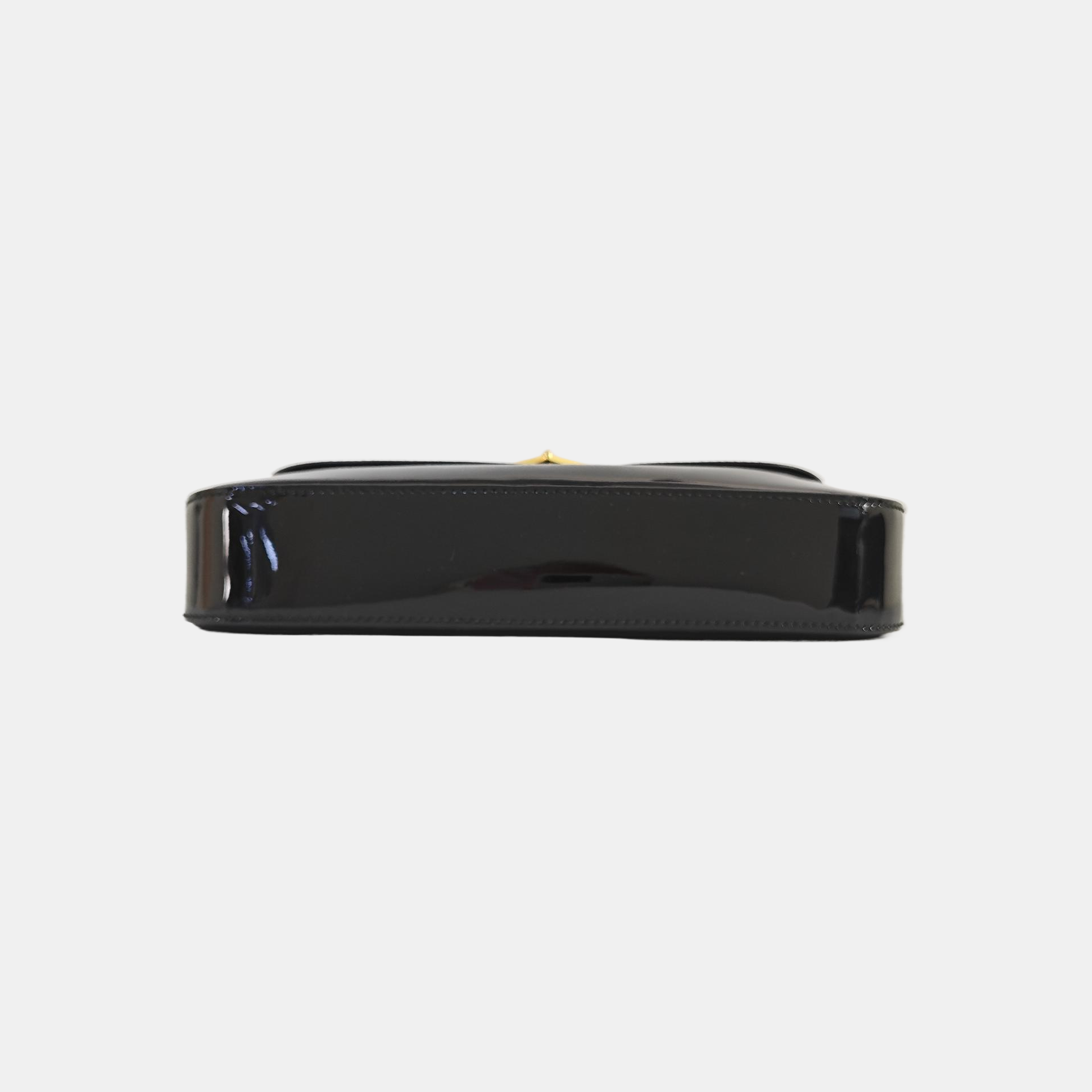 Patent Leather Top Handle Bag Black