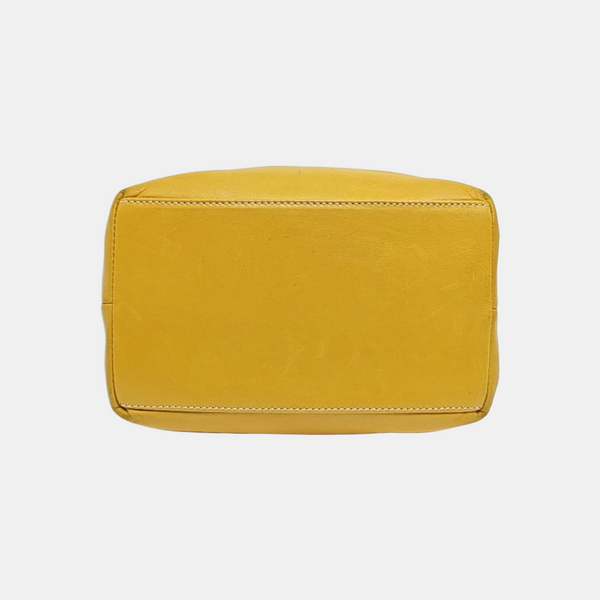 Leather Top Handle Bag Yellow