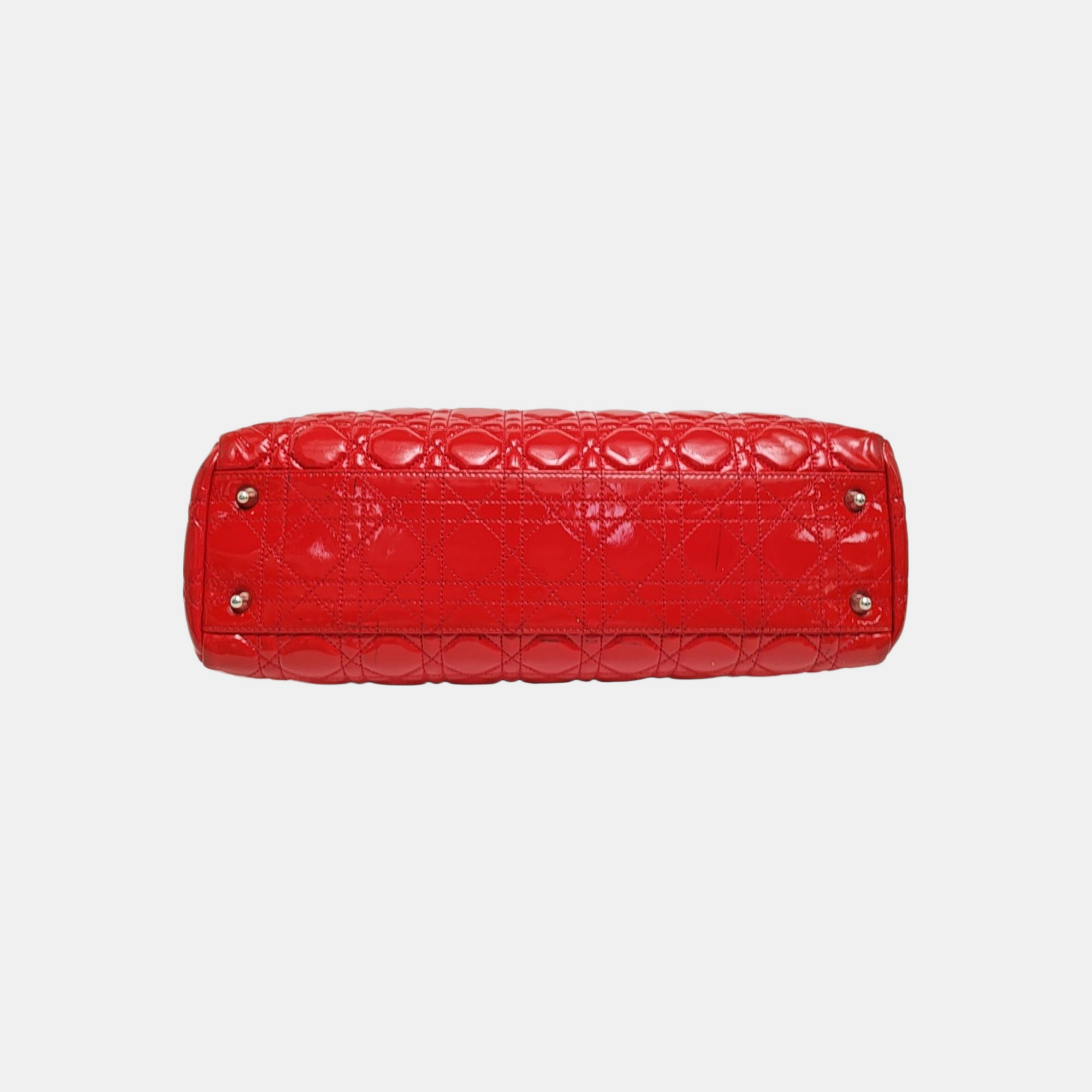 Dior Soft Large Cannage Patent Leather Red