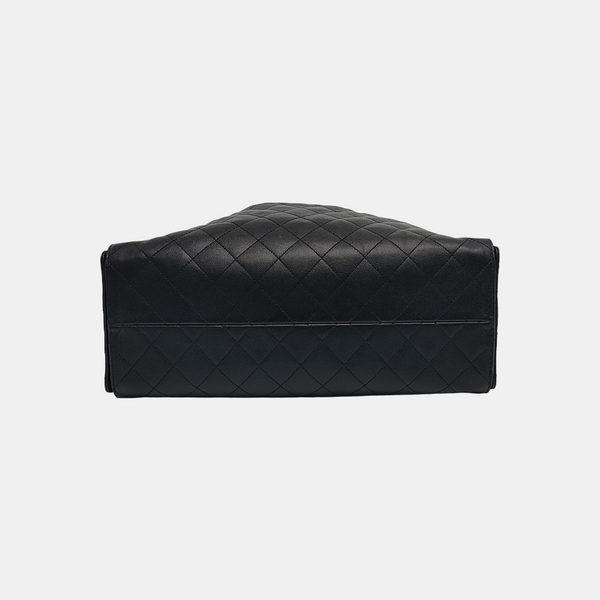 Authenticated pre-owned  CHANEL 25 Large Quilted Grained Calfskin Black - Shoulder Bag at Looply