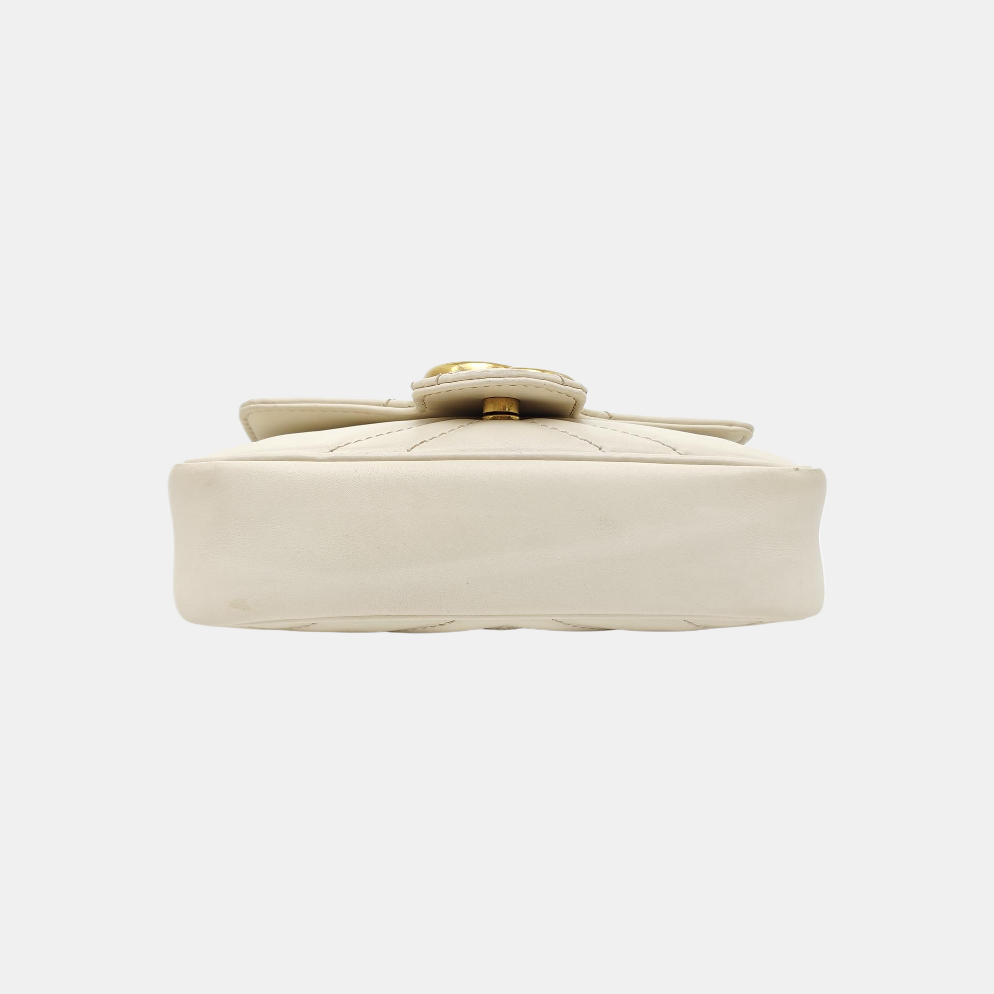 GG Marmont Mini Quilted Calfskin White