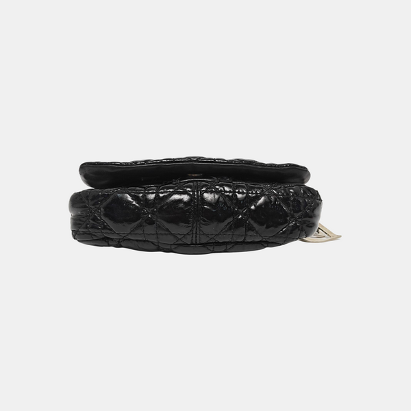 Cannage Patent Leather Shoulder Bag Black