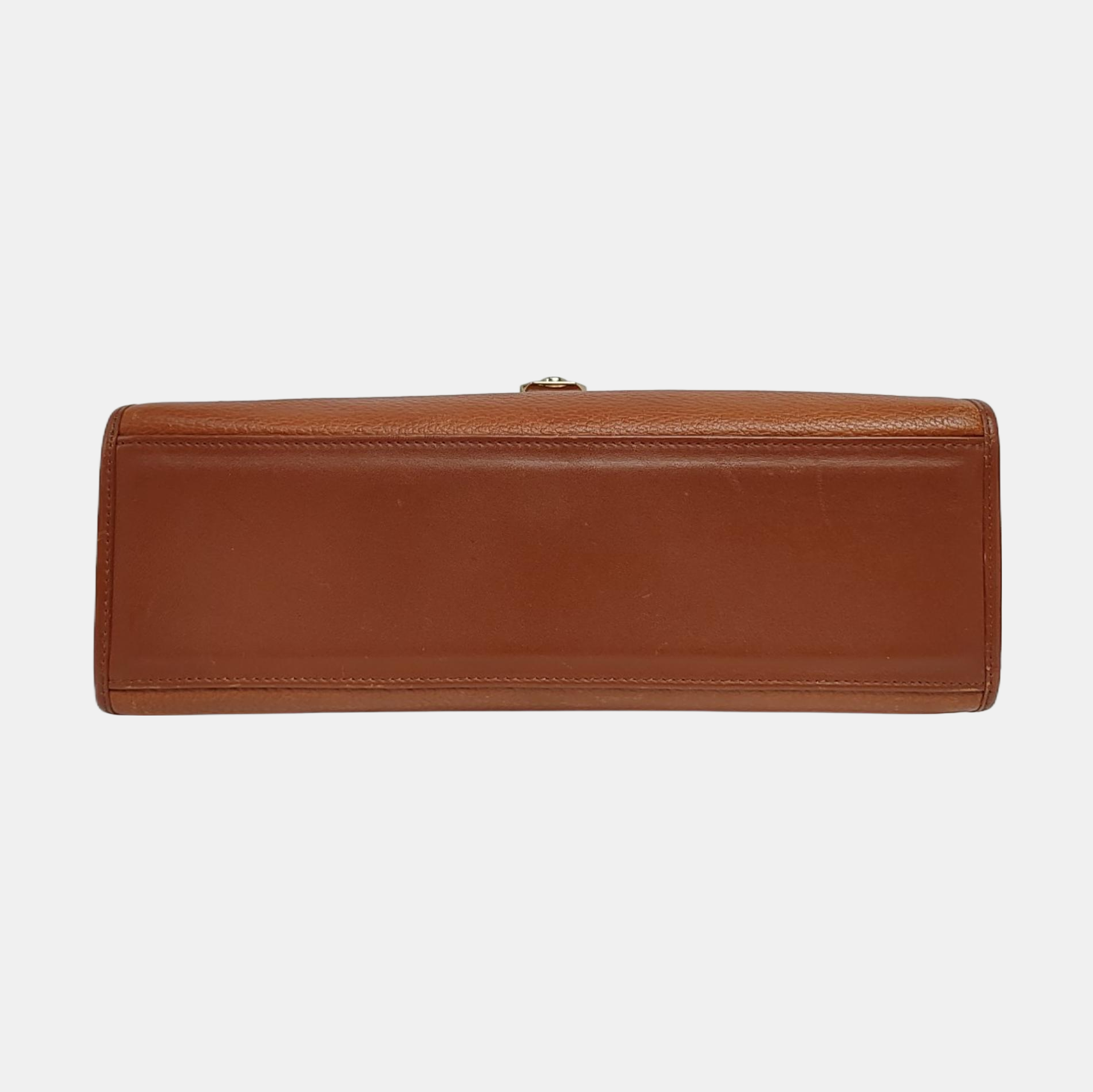 Calfskin Top Handle Bag Brown