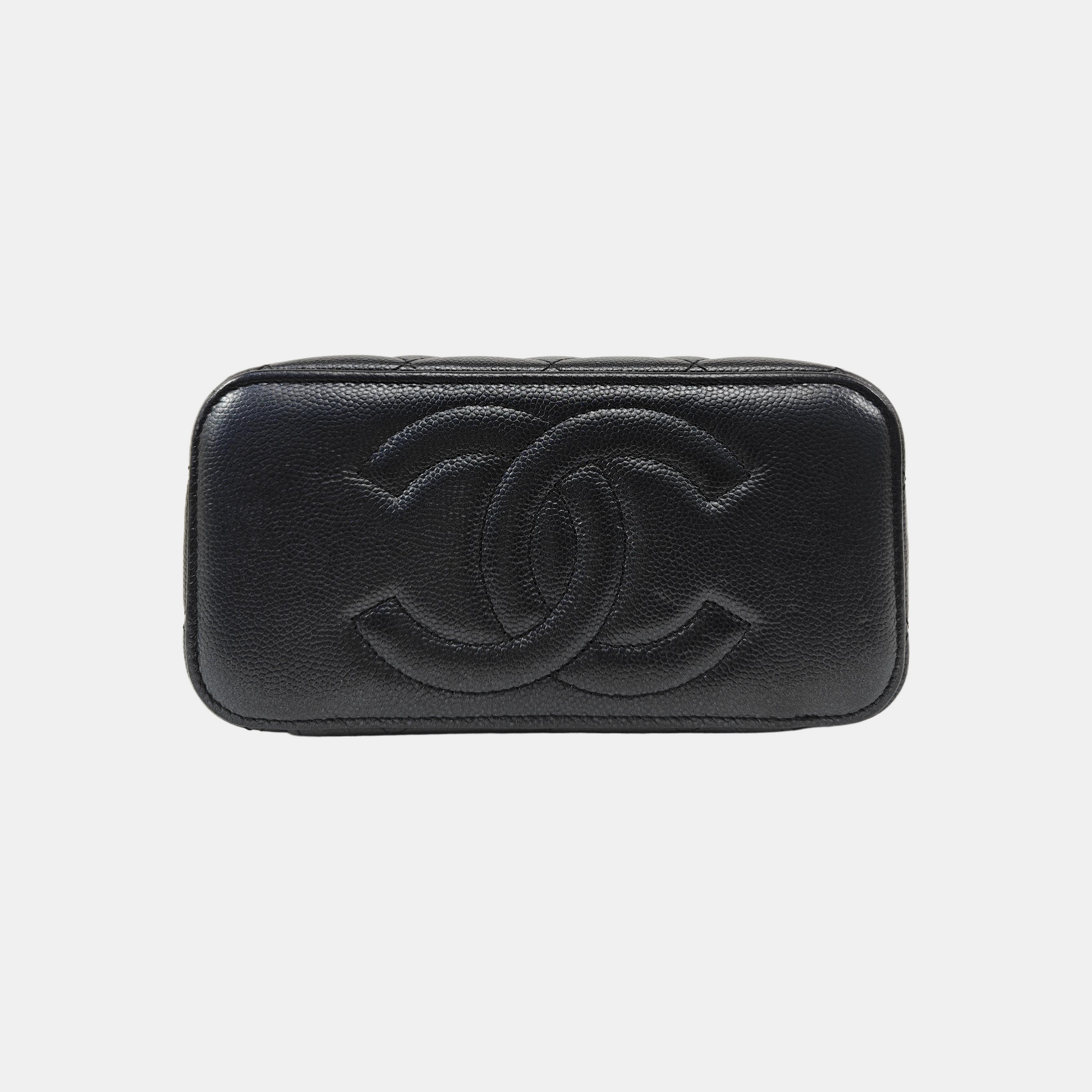 VANITY CASE Small Quilted Grained Calfskin Black