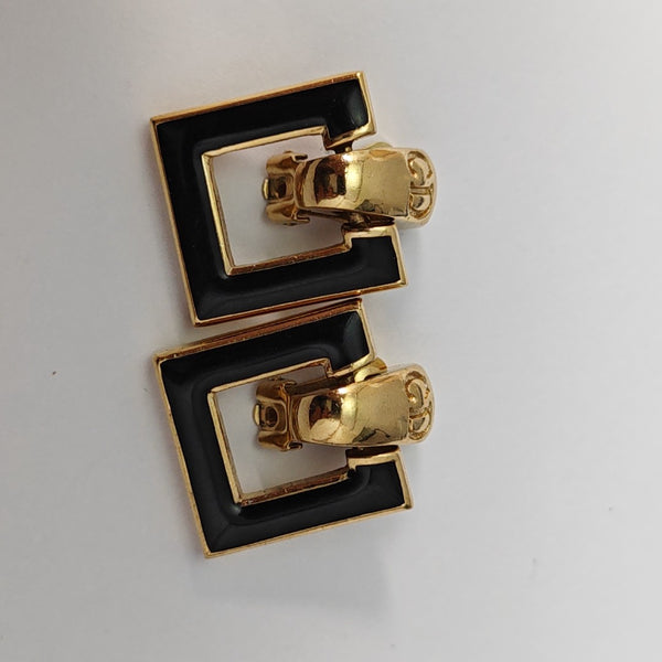 Metal Black Clip On Earrings