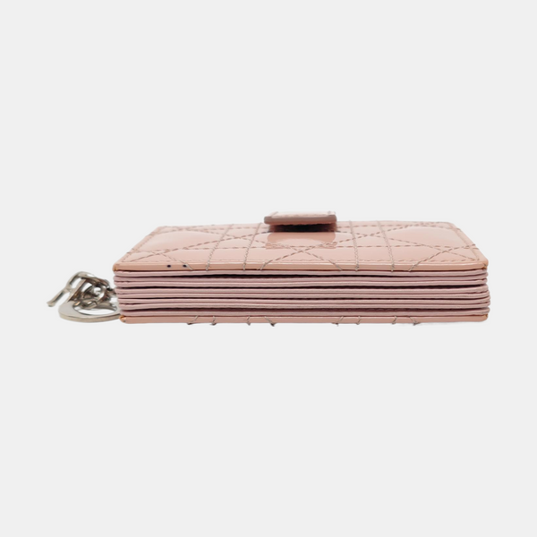 Lady Dior Cannage Patent Leather Pink Card Holder