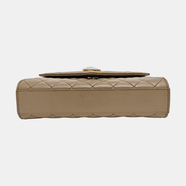 Authenticated pre-owned  ENVELOPE Medium Quilted Calfskin Beige - Shoulder Bag at Looply