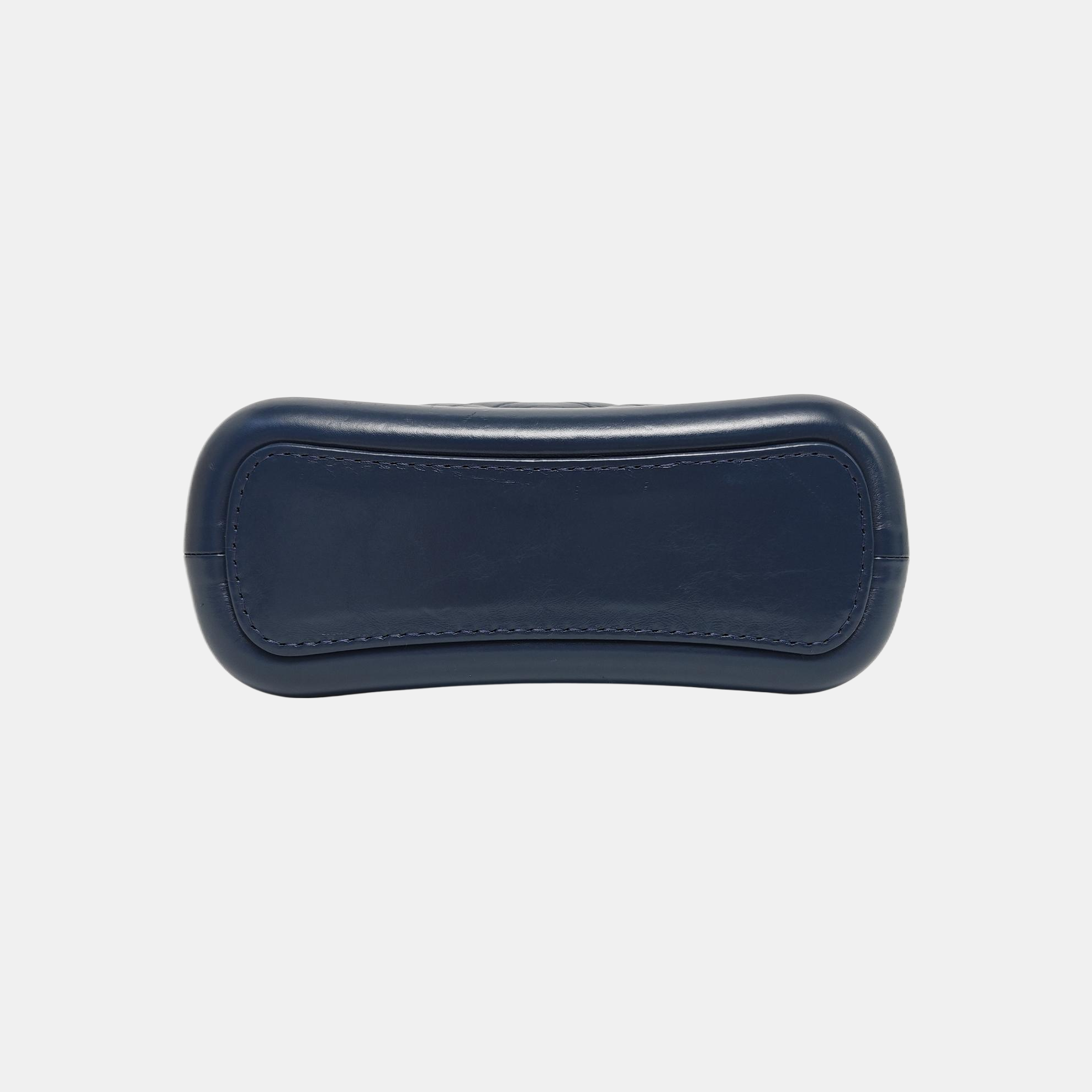 GABRIELLE Small Chevron Calfskin Blue