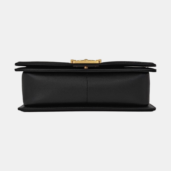 BOY CHANEL Medium Quilted Grained Calfskin Black